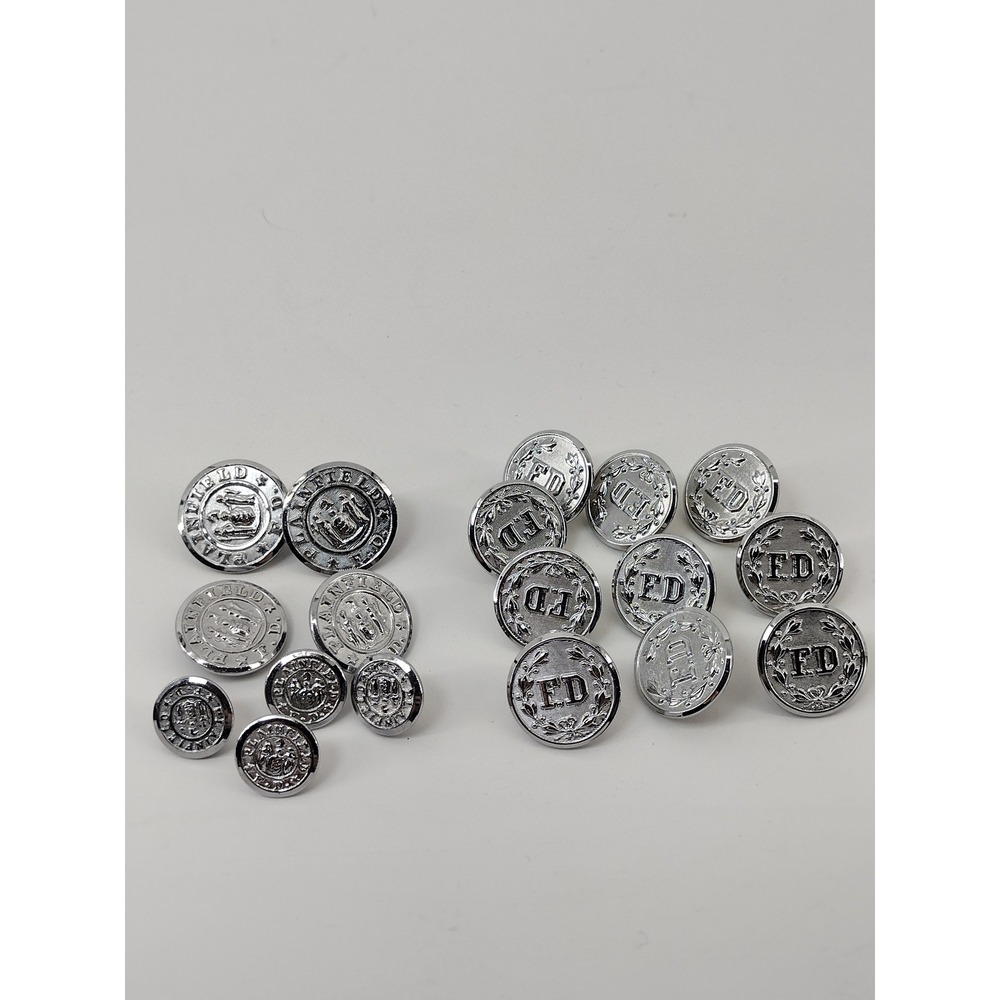 Waterbury Button Co FD Plainfield Silver Metal Uniform Buttons Lot of 18
